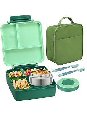 Bento Lunch Box for Kids with 8oz Soup Thermo&Lunch Bag, Leak-Proof